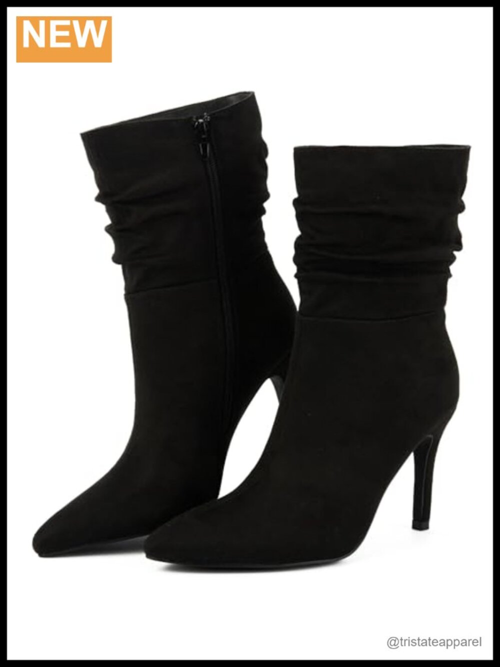 Faux Suede Pointed Toe Slouchy Ankle Boots Stiletto High Heel